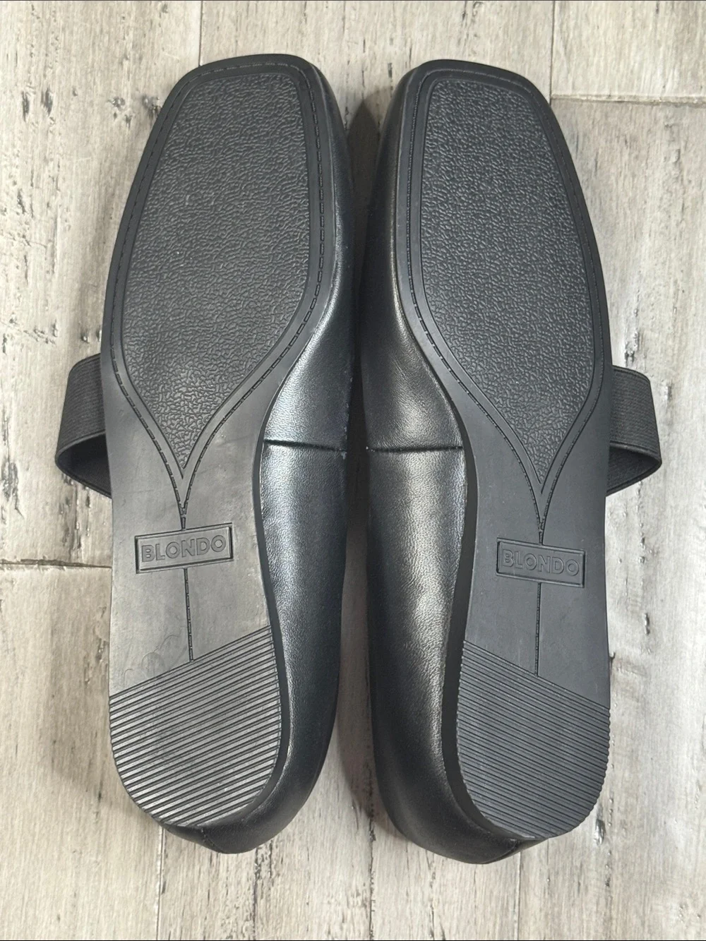 BLONDO BRIELLE BLACK LEATHER WATERPROOF SQUARE TOE BALLET FLATS SIZE 9